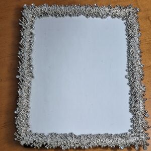 Stunning Silver Beaded Feather Frame with Crystal Embellishments. Approx.7.5x9.5